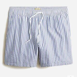NWOT J. Crew 6" Swim Trunk in Blue Seersucker Sz Small